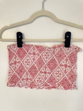 Brandy Blu brand red and white smocked tube top size large